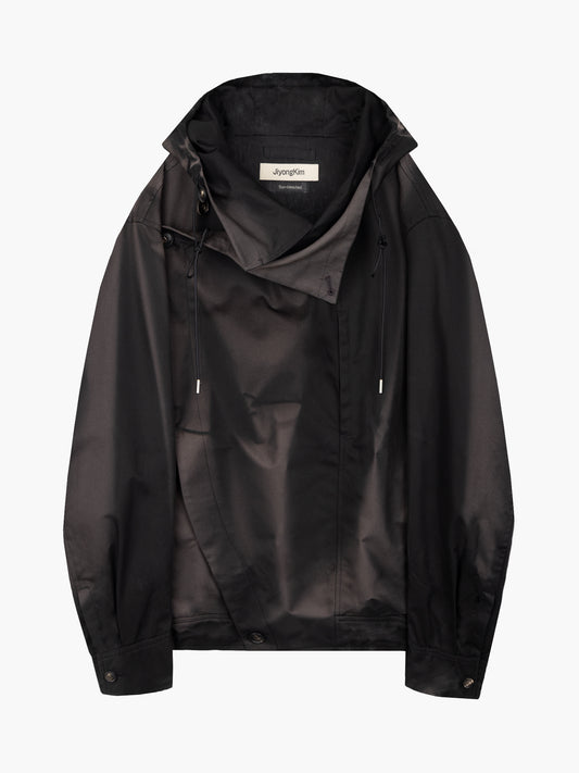 JiyongKim_Sun-Bleached Asymmetric Front Jacket (Black)