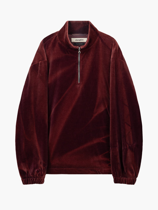 JiyongKim_Sun-Bleached Half-Zip Sweatshirt (Burgundy)