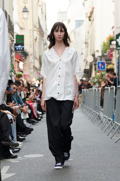 KOZABURO_KOZABURO × sulvam EMBROIDERY SARROUEL PANTS (Black)