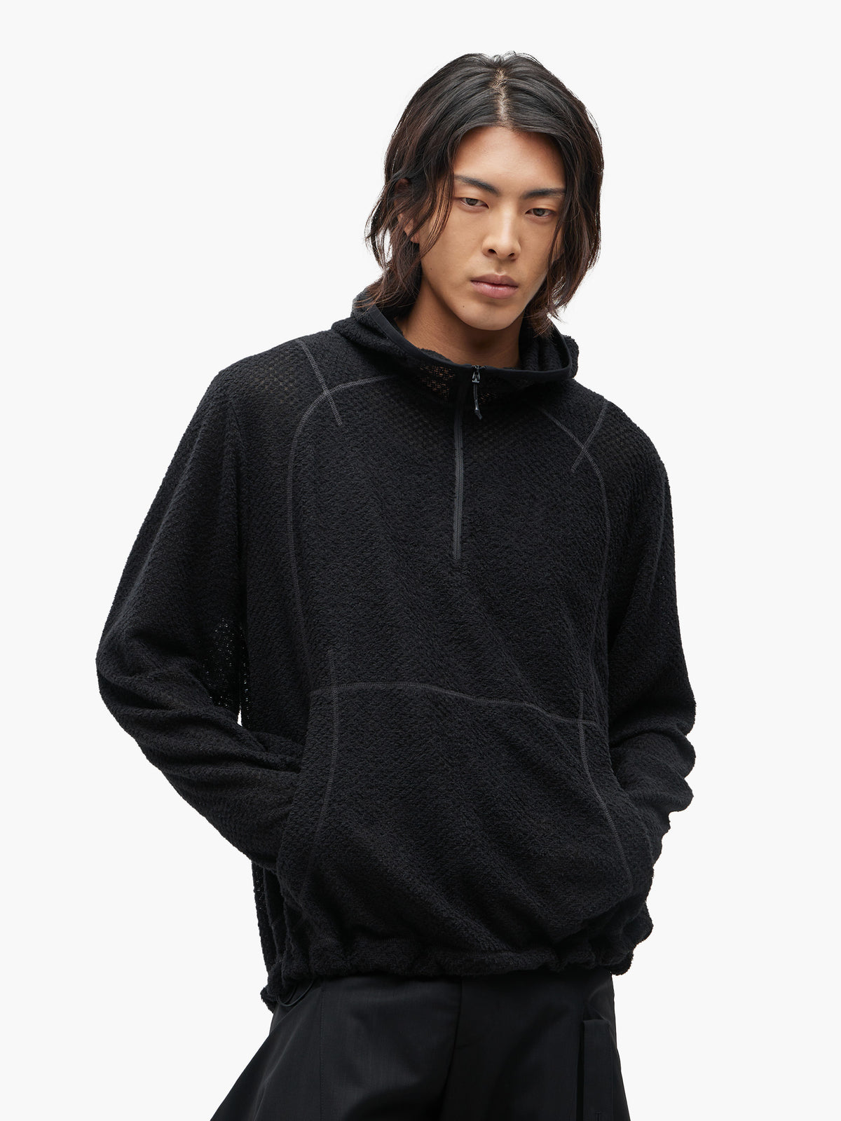 JiyongKim × KOLON SPORT_Half Zip Hoodie (Black)