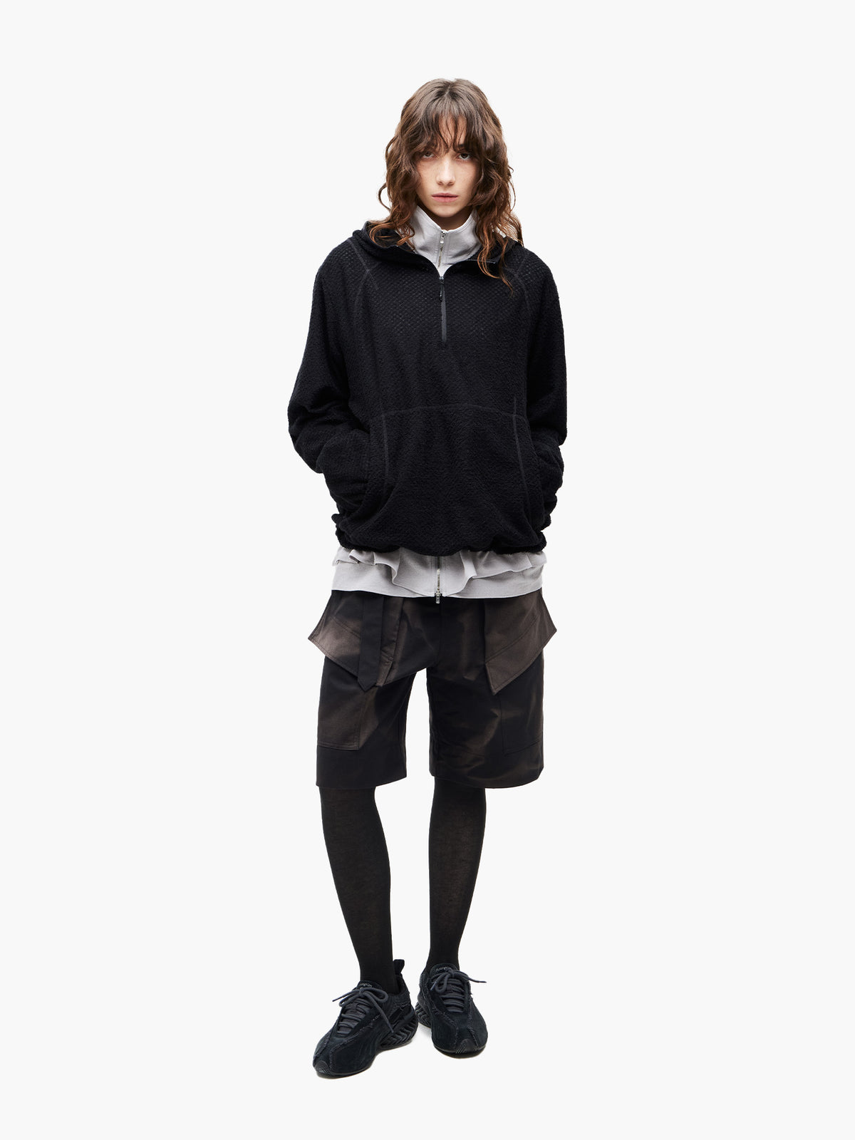 JiyongKim × KOLON SPORT_Half Zip Hoodie (Black)