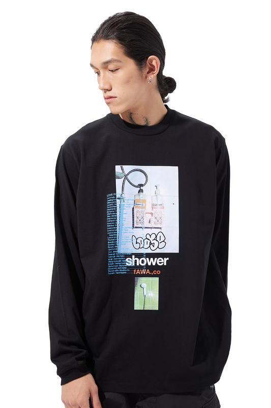 LOOSEJOINTS_CLAY ARLINGTON - 'SHOWERMAN' L/S TEE (Black)