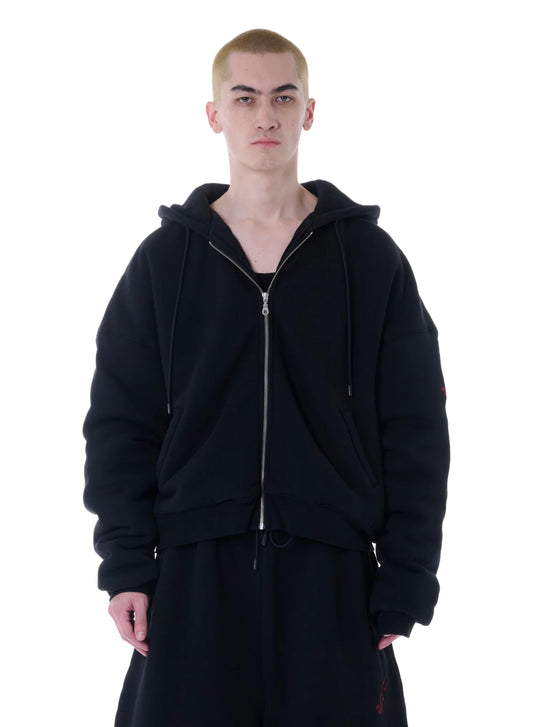 LU'U DAN_Wadded Hoodie (Soft Black)