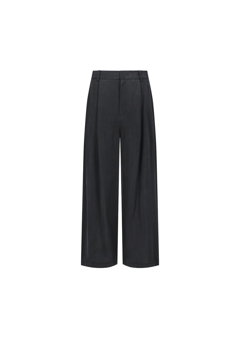 AMOMENTO_MEN'S CUPRO TWO TUCK WIDE PANTS (Black)
