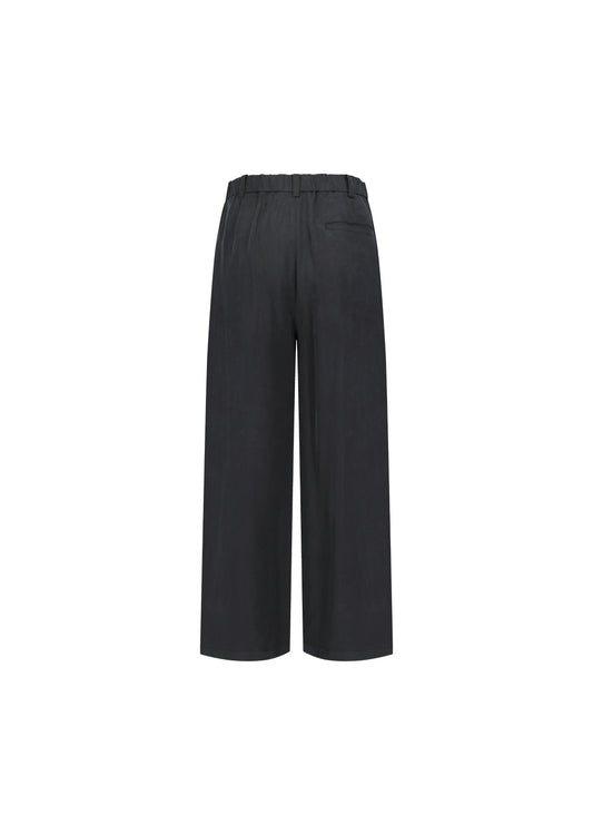 AMOMENTO_MEN'S CUPRO TWO TUCK WIDE PANTS (Black)