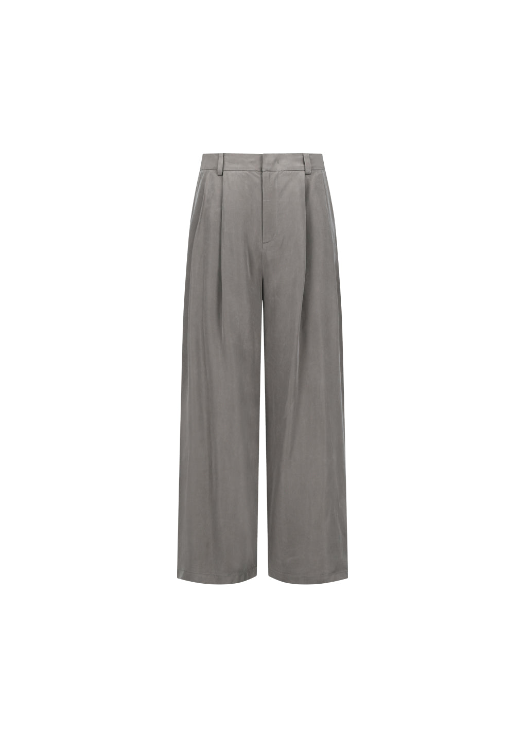 AMOMENTO_MEN'S CUPRO TWO TUCK WIDE PANTS (Grey)