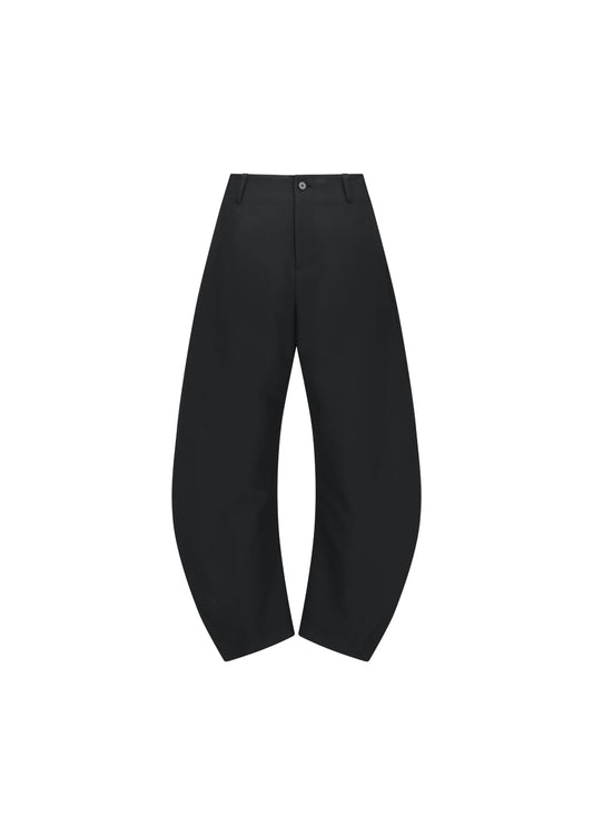 AMOMENTO_MEN'S CURVED SILHOUETTE PANTS (Black)