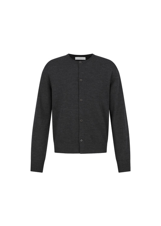 AMOMENTO_MEN'S WOOL CARDIGAN (Charcoal)