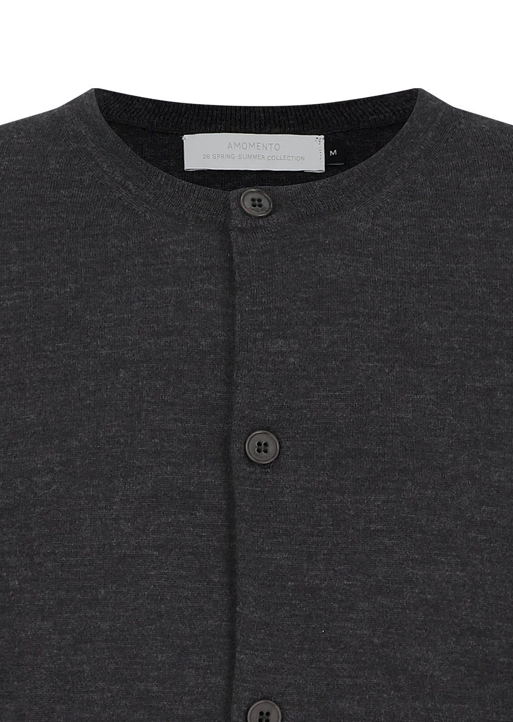 AMOMENTO_MEN'S WOOL CARDIGAN (Charcoal)