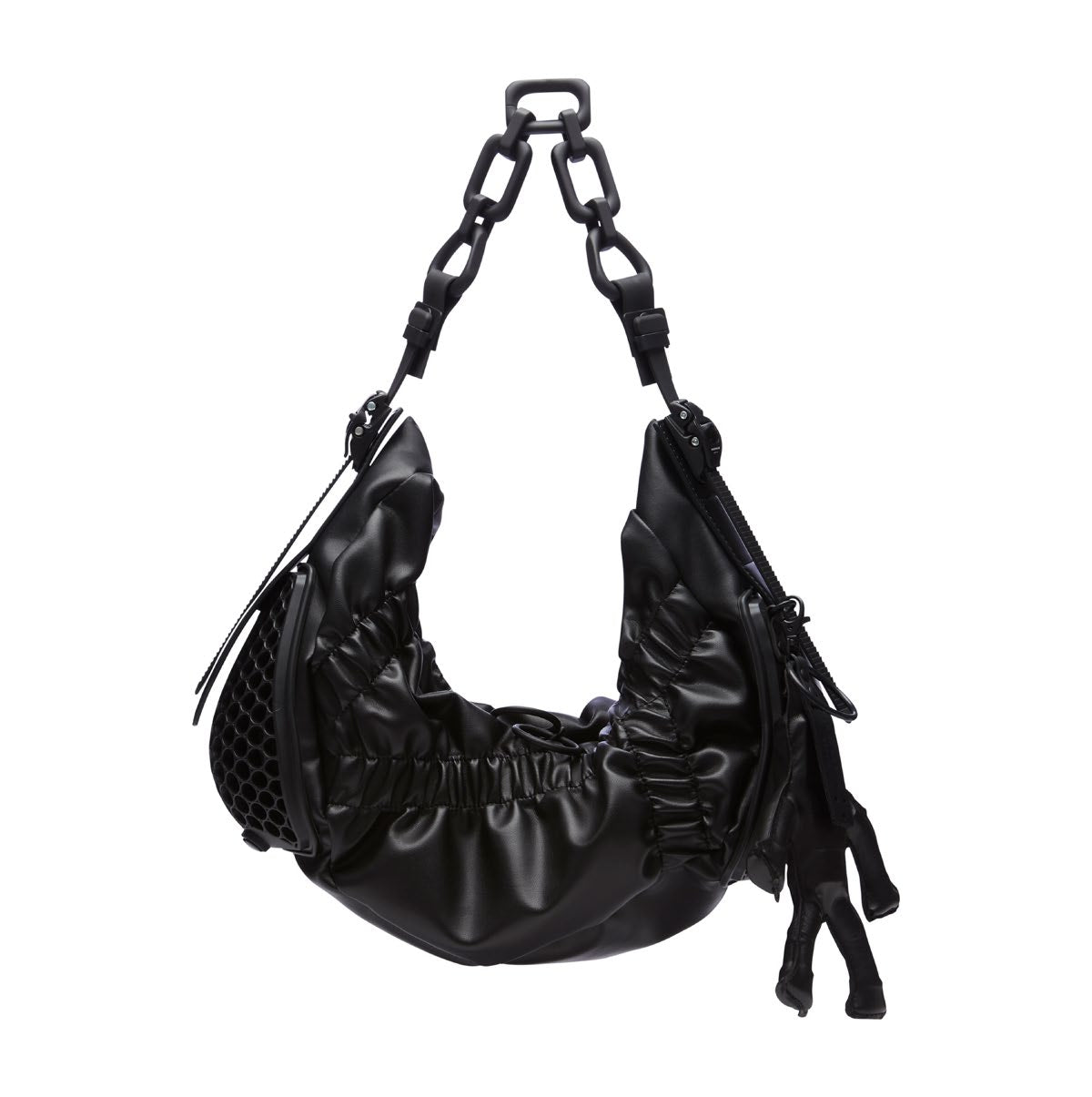 INNERRAUM_OBJECT HM2 SMALL CRUNCH  HALF MOON BAG / CROSSBODY BAG (Black/Black Matt)