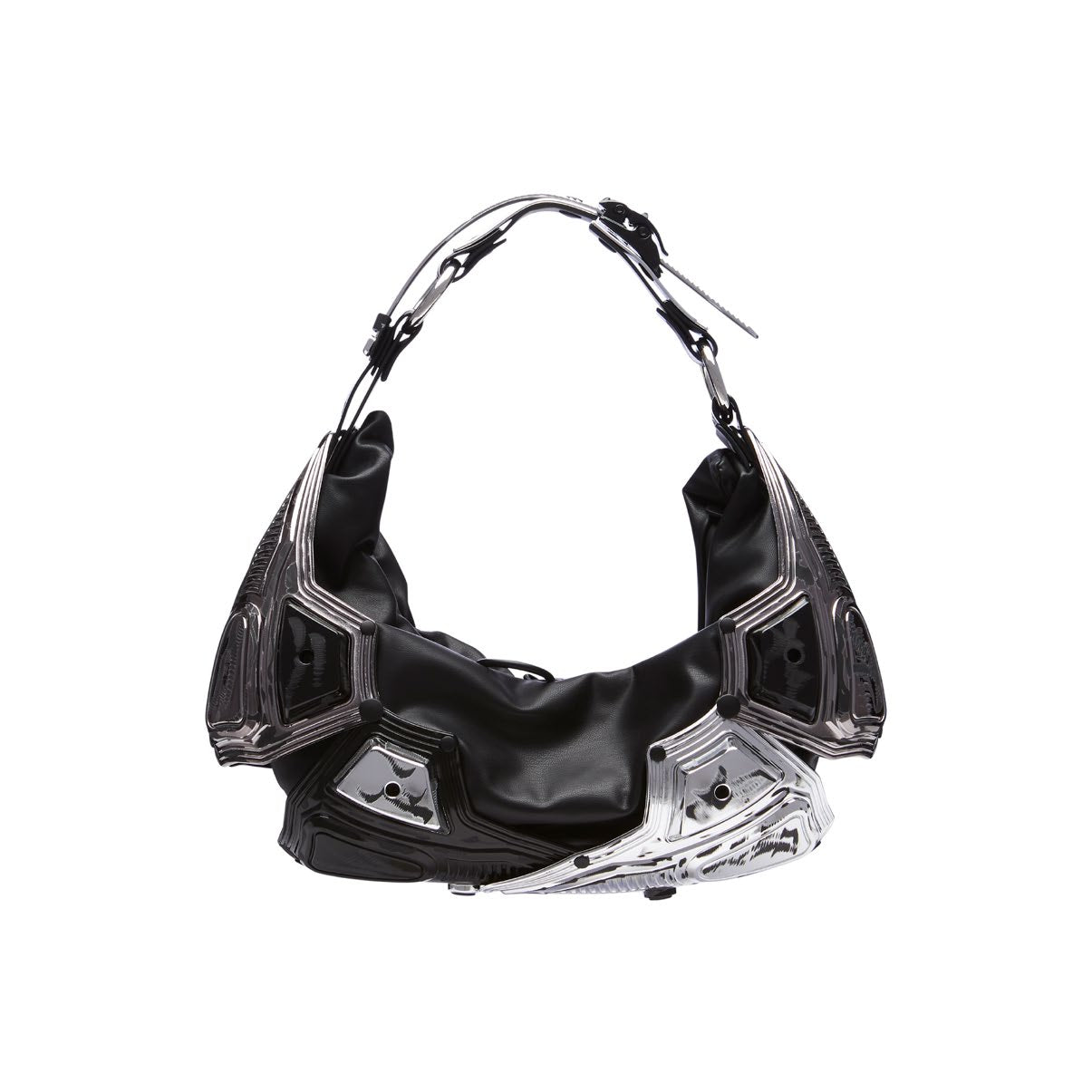 INNERRAUM_OBJECT M02 SMALL HALF MOON BAG / CROSSBODY BAG (Patchwork/Black Matt)