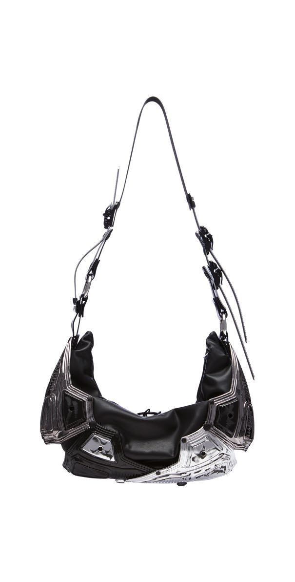 INNERRAUM_OBJECT M02 SMALL HALF MOON BAG / CROSSBODY BAG (Patchwork/Black Matt)