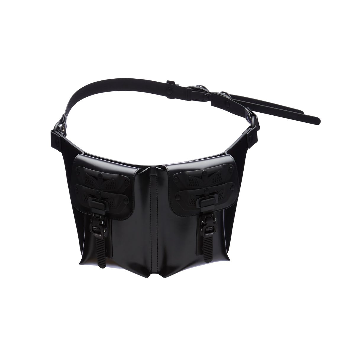 INNERRAUM_OBJECT U02 DOUBLE POCKET CROSSBODY BAG (Black/Black Matt)