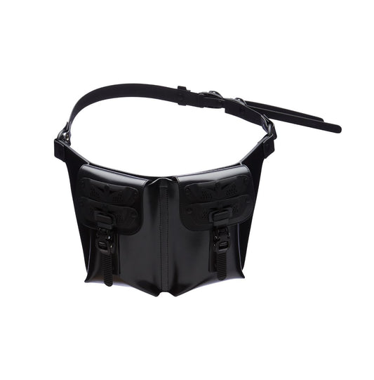 INNERRAUM_OBJECT U02 DOUBLE POCKET CROSSBODY BAG (Black/Black Matt)