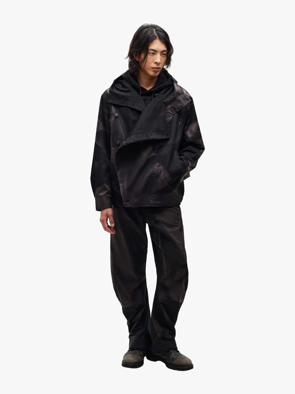 JiyongKim_Sun-Bleached Asymmetric Front Jacket (Black)