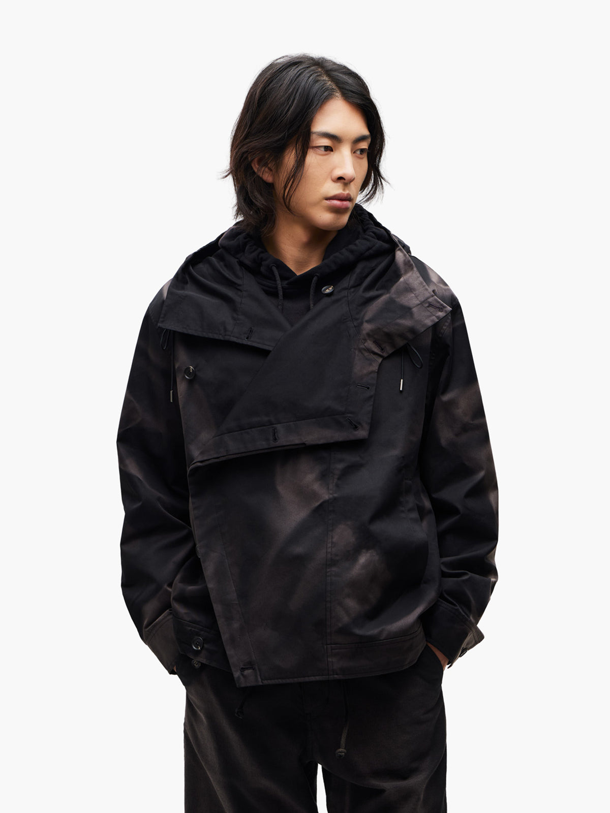 JiyongKim_Sun-Bleached Asymmetric Front Jacket (Black)