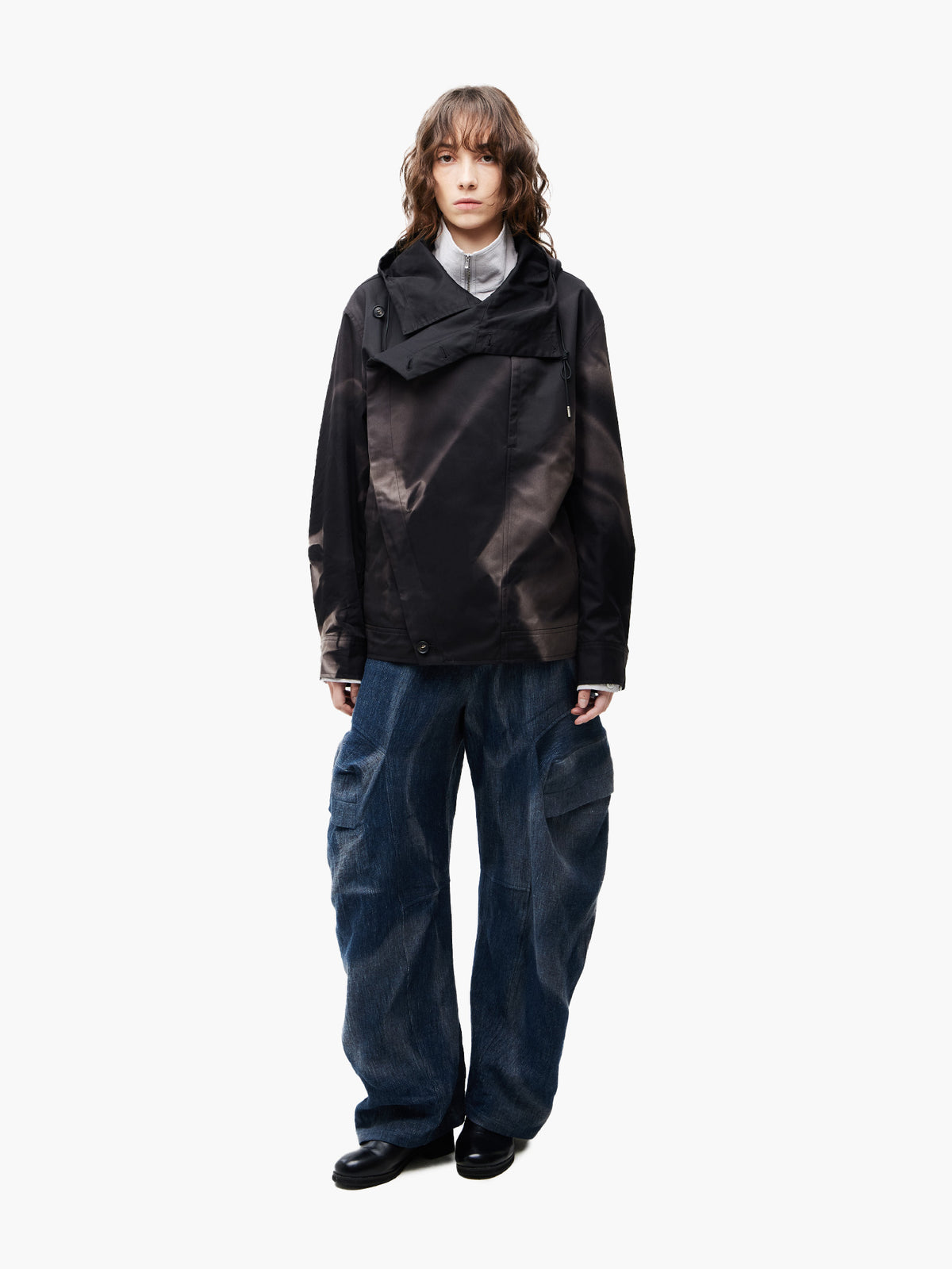 JiyongKim_Sun-Bleached Asymmetric Front Jacket (Black)