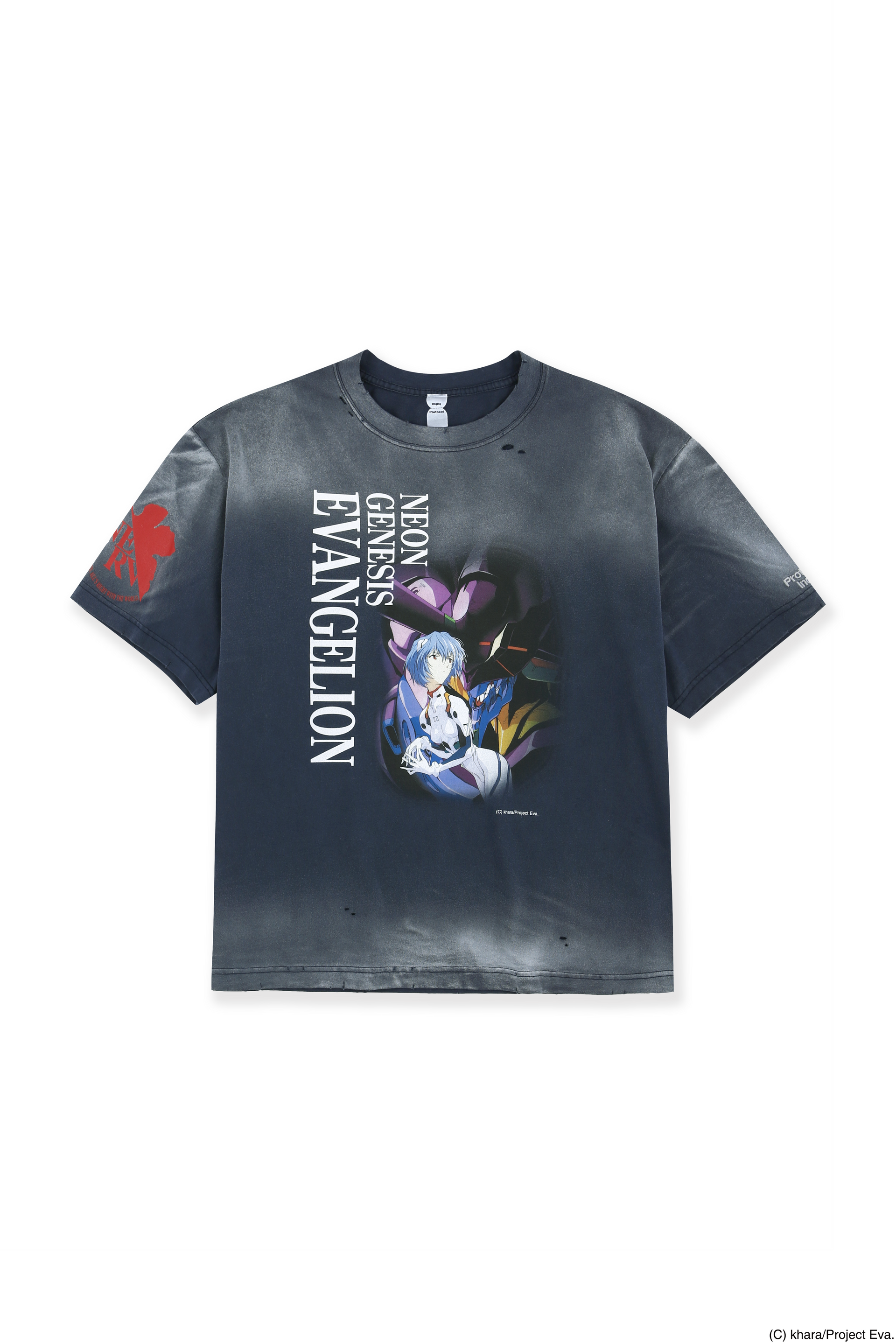 protocol index evangelion コラボtシャツ Protocol Index × EVANGELION_OVERDYED VINTAGE REI T-SHIRTS (Navy