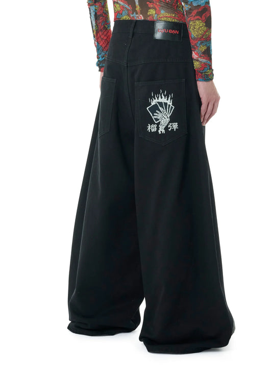 LU'U DAN_Blacklisted Double Down Denim Jeans (Soaked Black)