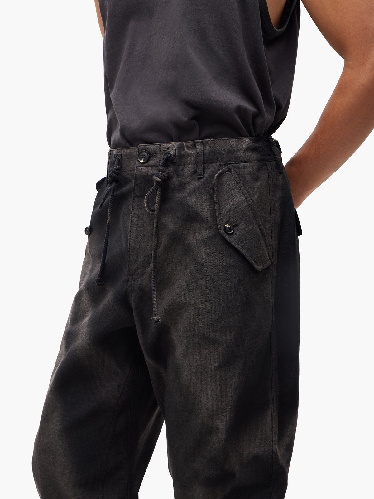 JiyongKim_Sun-Bleached Twisted Trousers (Black)