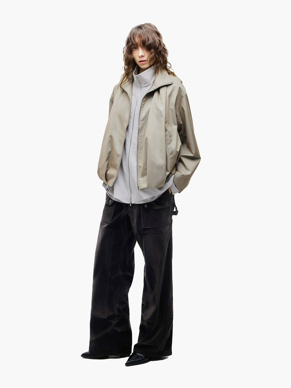 JiyongKim_Sun-Bleached Double-Knee Trousers (Black)