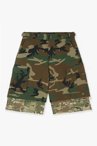 PROJECT G/R_LAYERED SKIRT CARGO SHORTS (Multi Camo)