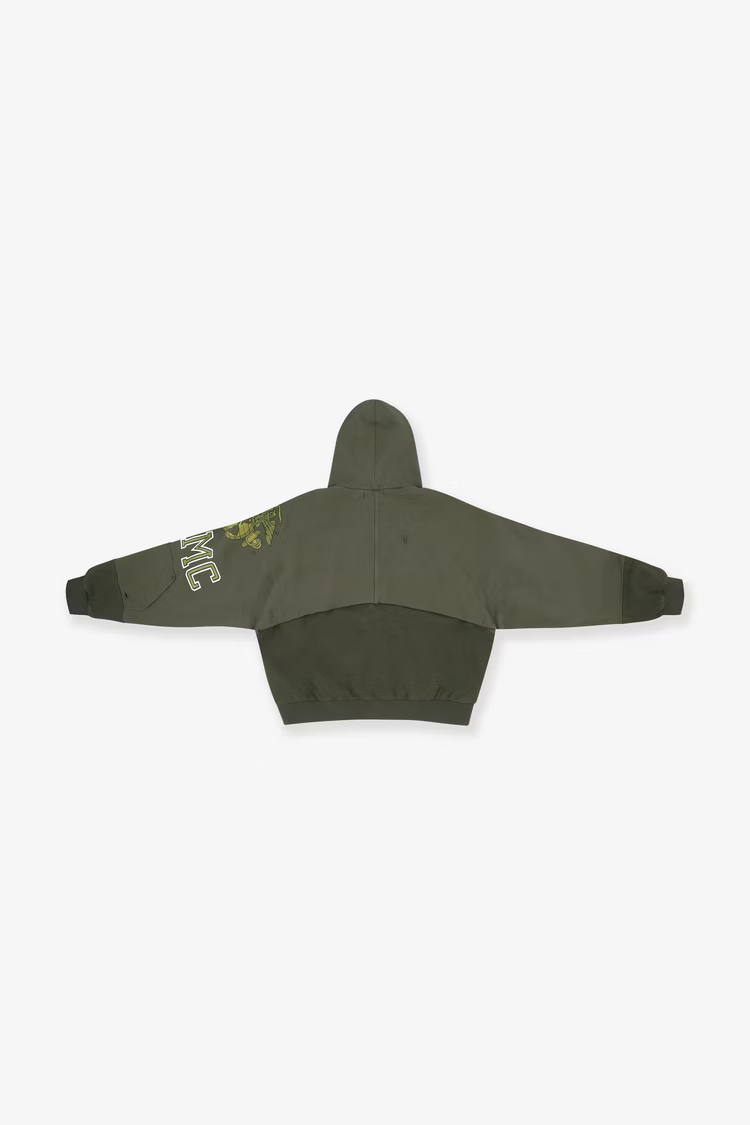 PROJECT G/R_RECONSTRUCTED FOLDED ZIP HOODIE (Khaki)