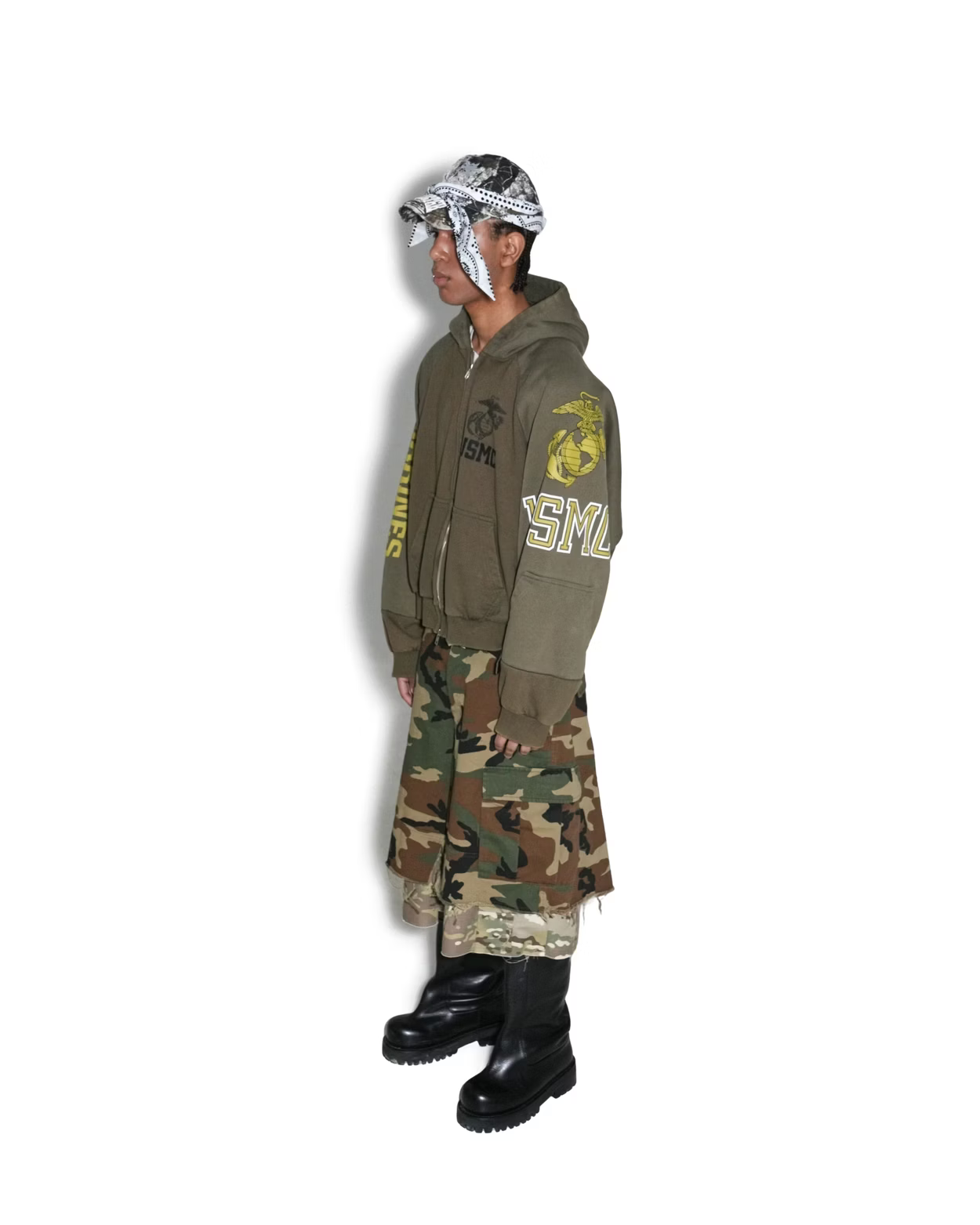 PROJECT G/R_RECONSTRUCTED FOLDED ZIP HOODIE (Khaki)