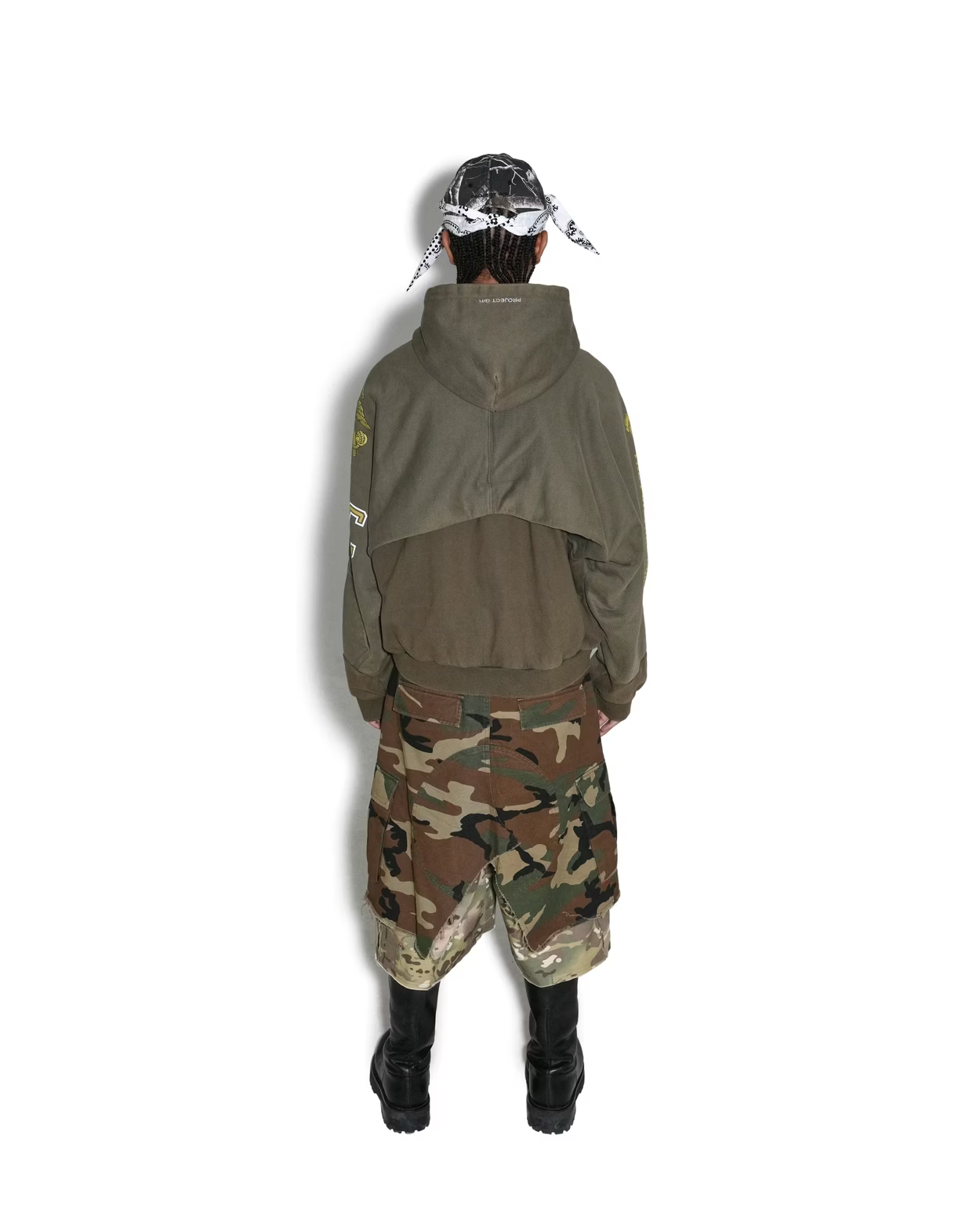 PROJECT G/R_RECONSTRUCTED FOLDED ZIP HOODIE (Khaki)