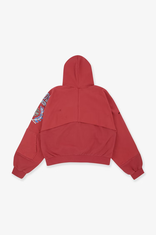 PROJECT G/R_RECONSTRUCTED FOLDED ZIP HOODIE (Red)