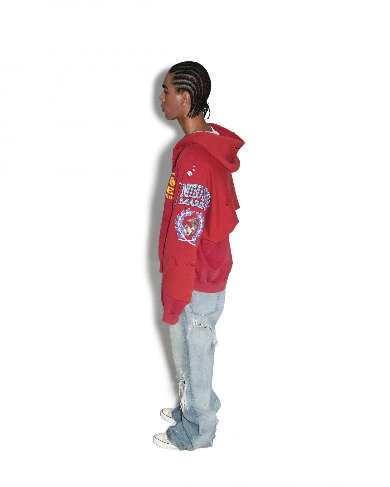 PROJECT G/R_RECONSTRUCTED FOLDED ZIP HOODIE (Red)