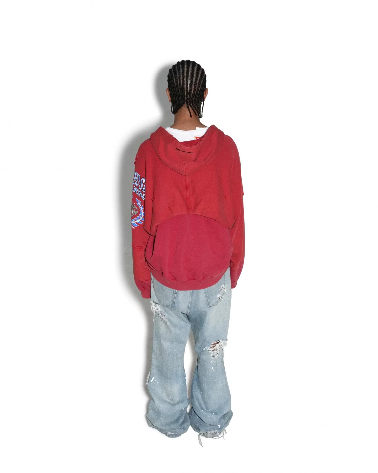 PROJECT G/R_RECONSTRUCTED FOLDED ZIP HOODIE (Red)