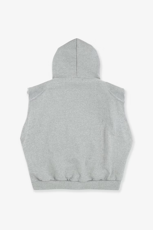 PROJECT G/R_BOXY SLEEVELESS ZIP HOODIE  (Melange Grey)