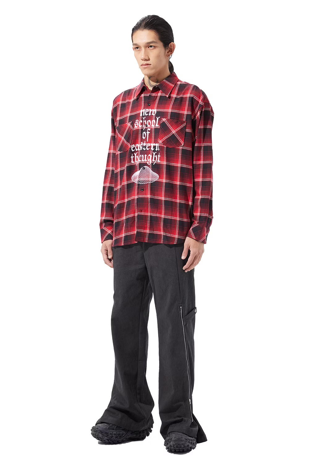 LOOSEJOINTS_loosejoints≒RAFU - TURTLEHEADS - 'Confucius' Flannel shirt (Red)