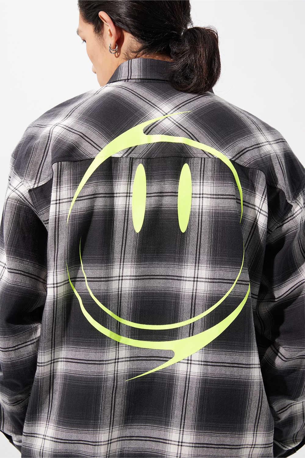 LOOSEJOINTS_loosejoints≒RAFU - GUCCIMAZE - 'Joints' Fluo printed Flannel shirt  (Black)