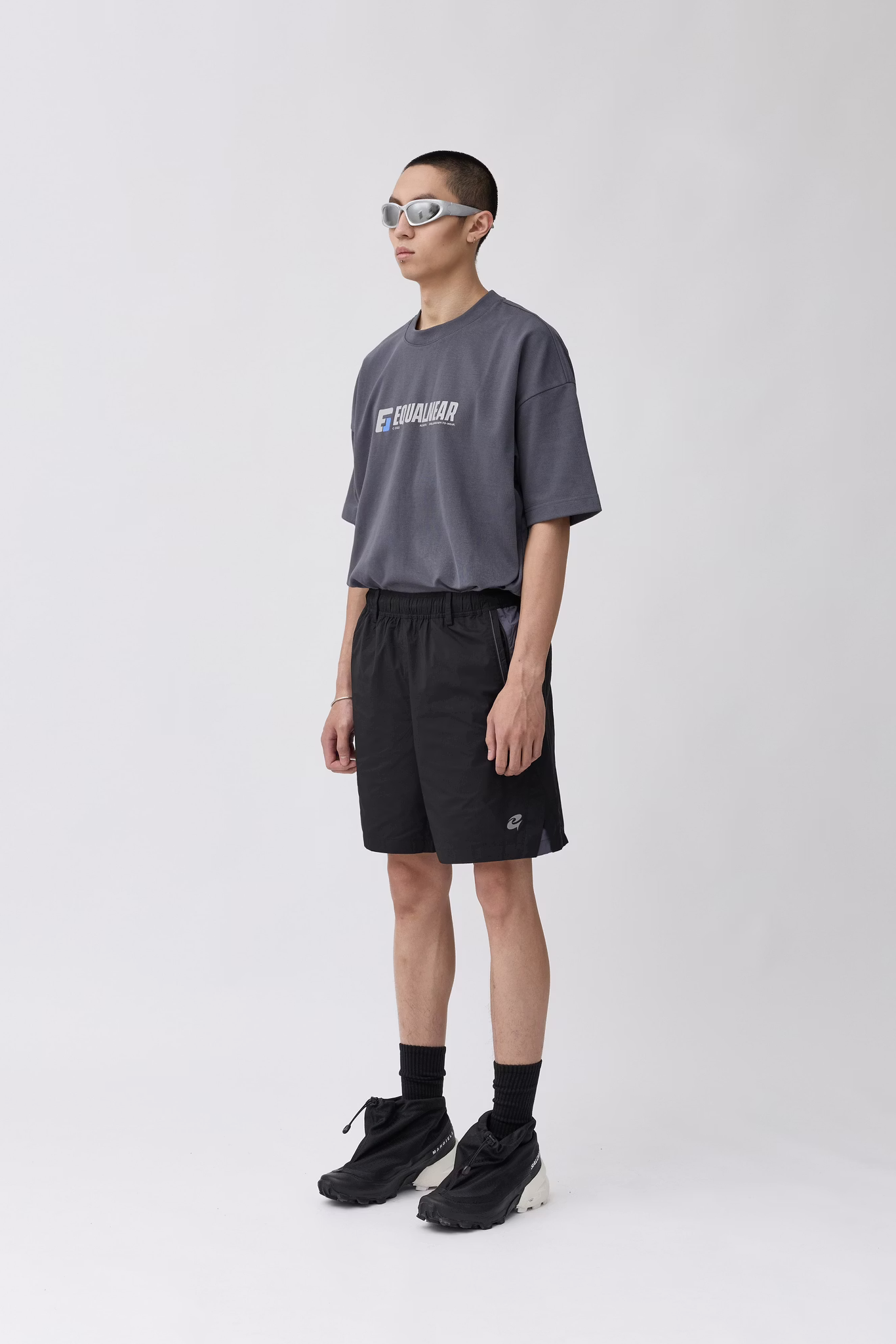 EQUALNEAR_C&G Logo Sport Shorts (Black)