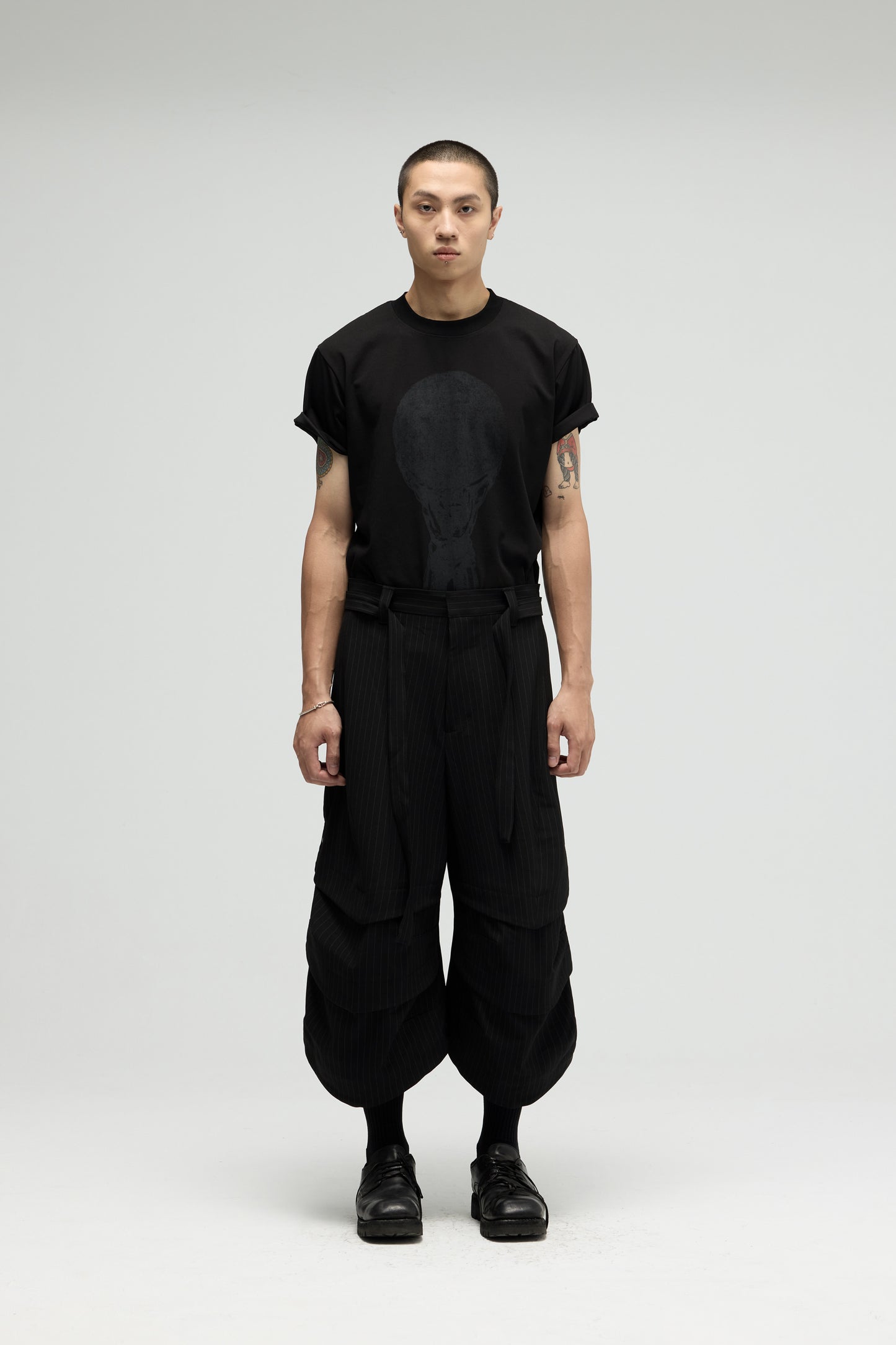 EQUALNEAR_Armor Jorts-Pinstripe Suiting (Black)