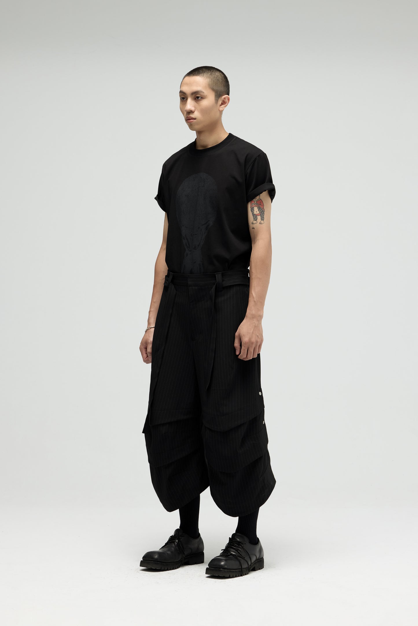EQUALNEAR_Armor Jorts-Pinstripe Suiting (Black)