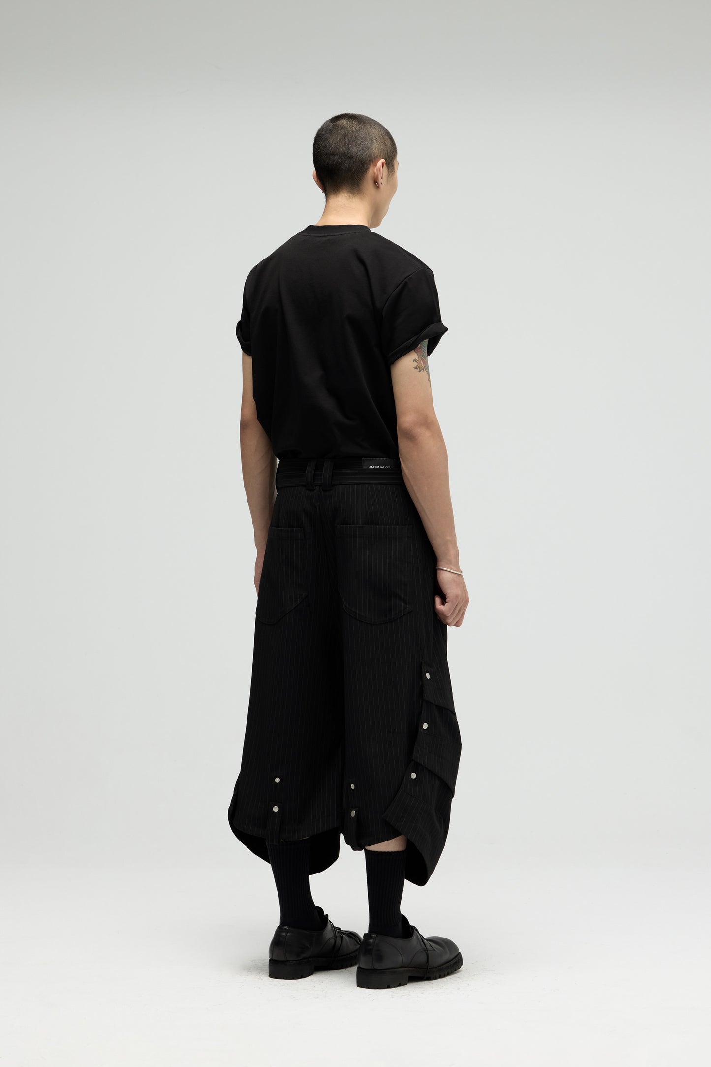 EQUALNEAR_Armor Jorts-Pinstripe Suiting (Black)