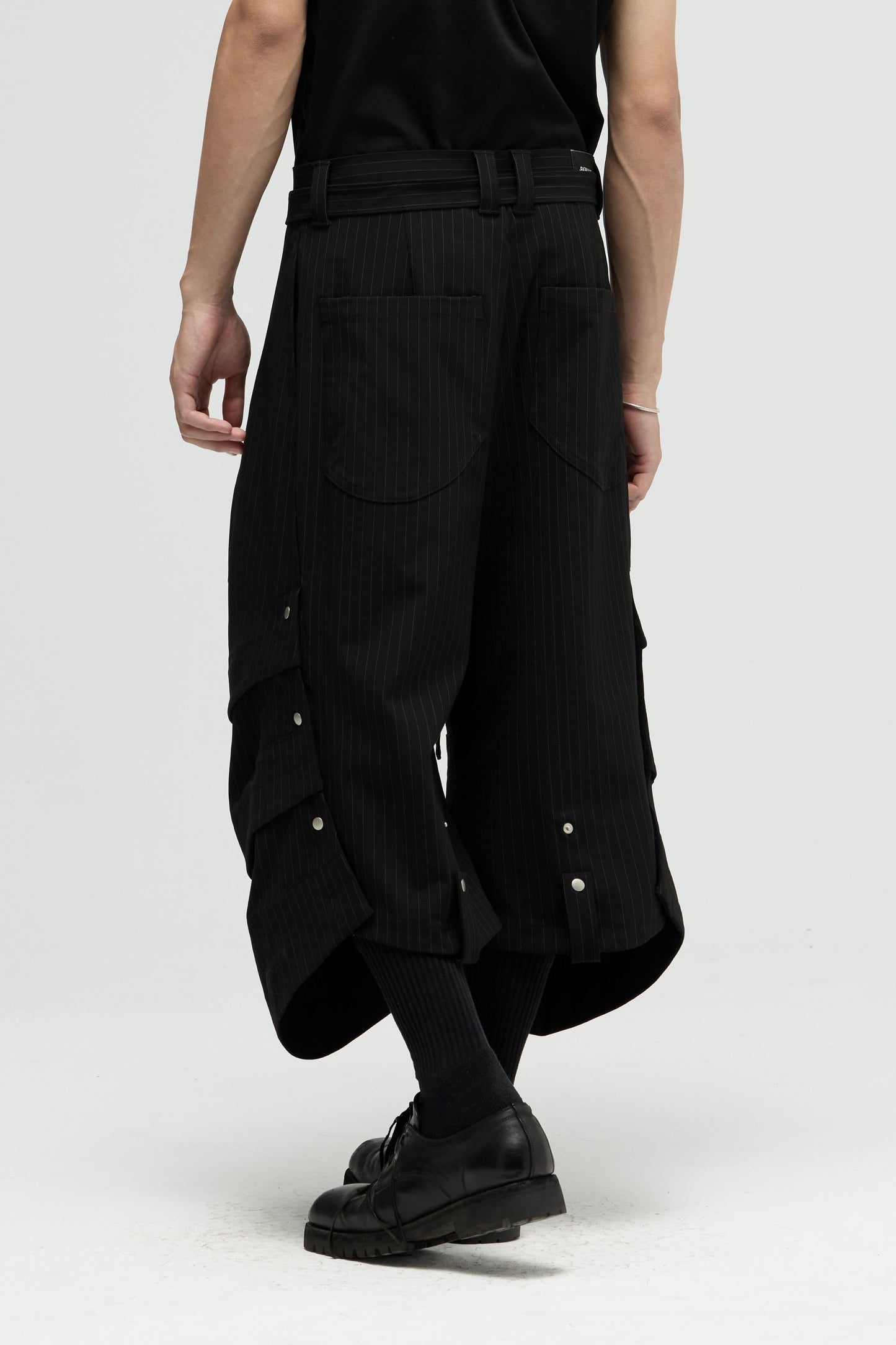 EQUALNEAR_Armor Jorts-Pinstripe Suiting (Black)
