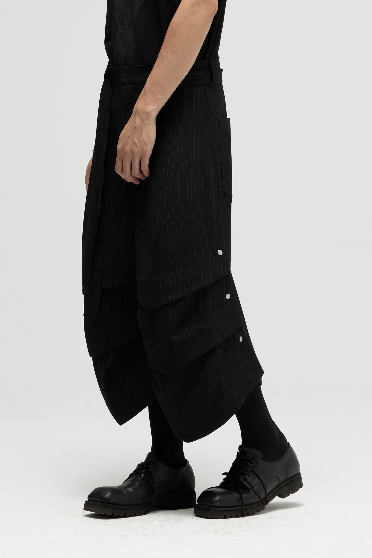 EQUALNEAR_Armor Jorts-Pinstripe Suiting (Black)