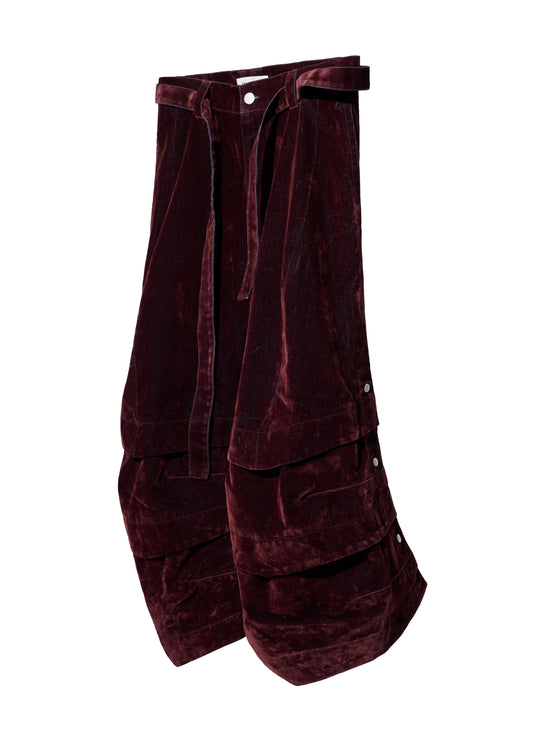 EQUALNEAR_Armor Jorts-Flocked Denim (Burgundy)