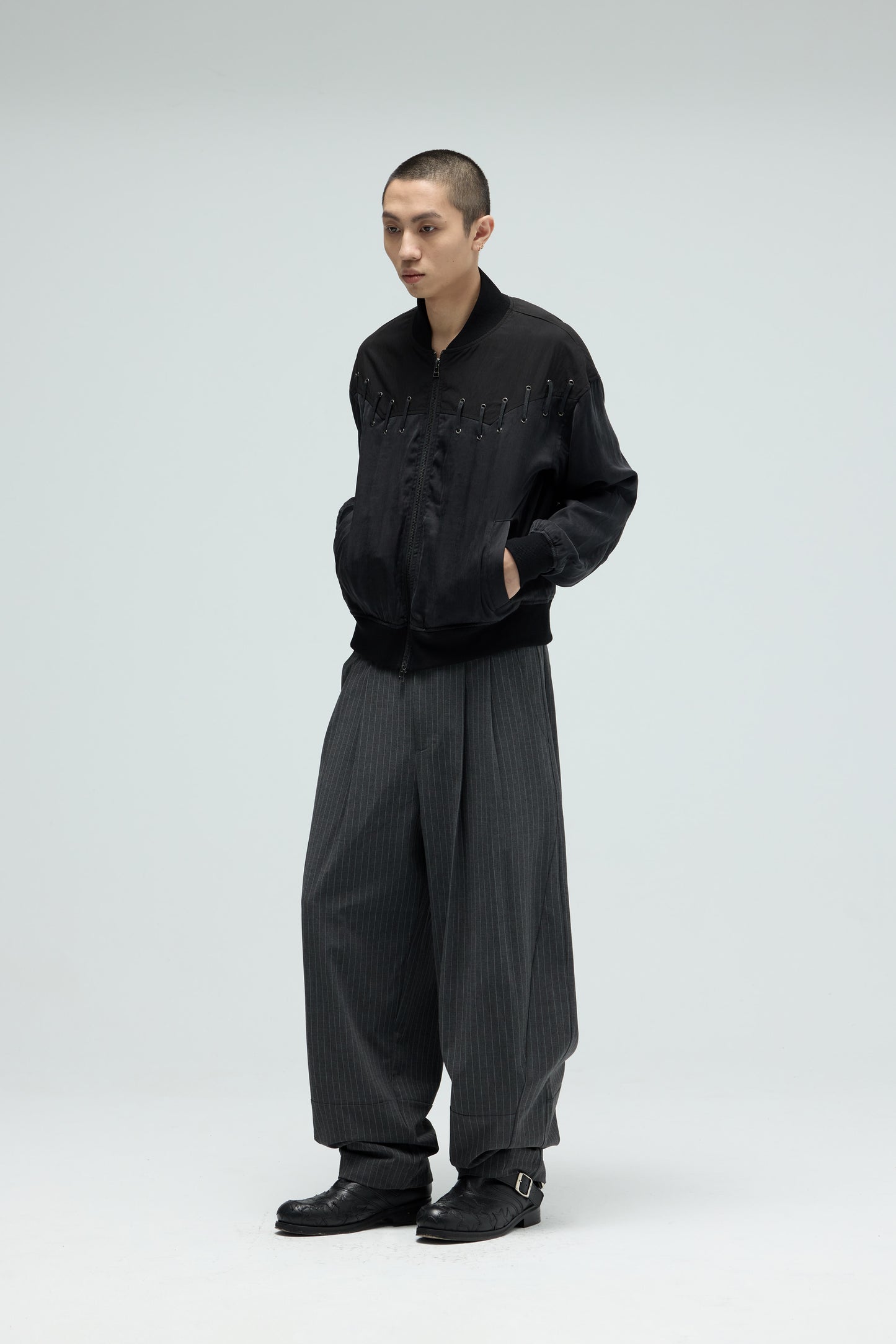 EQUALNEAR_Rodeo Bomber Jacket (Black)