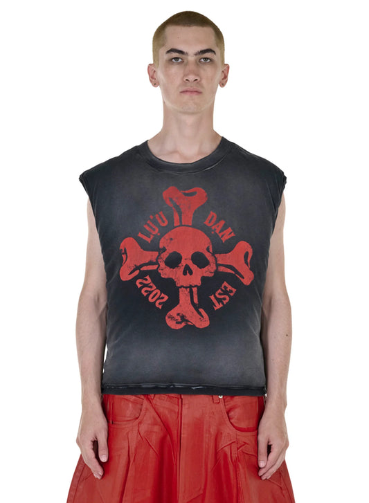 LU'U DAN_WADDED SLEEVELESS TEE (Faded Black)