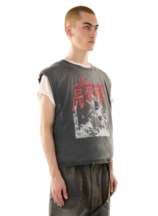 LU'U DAN_WADDED SLEEVELESS TEE (Dark Smoke)