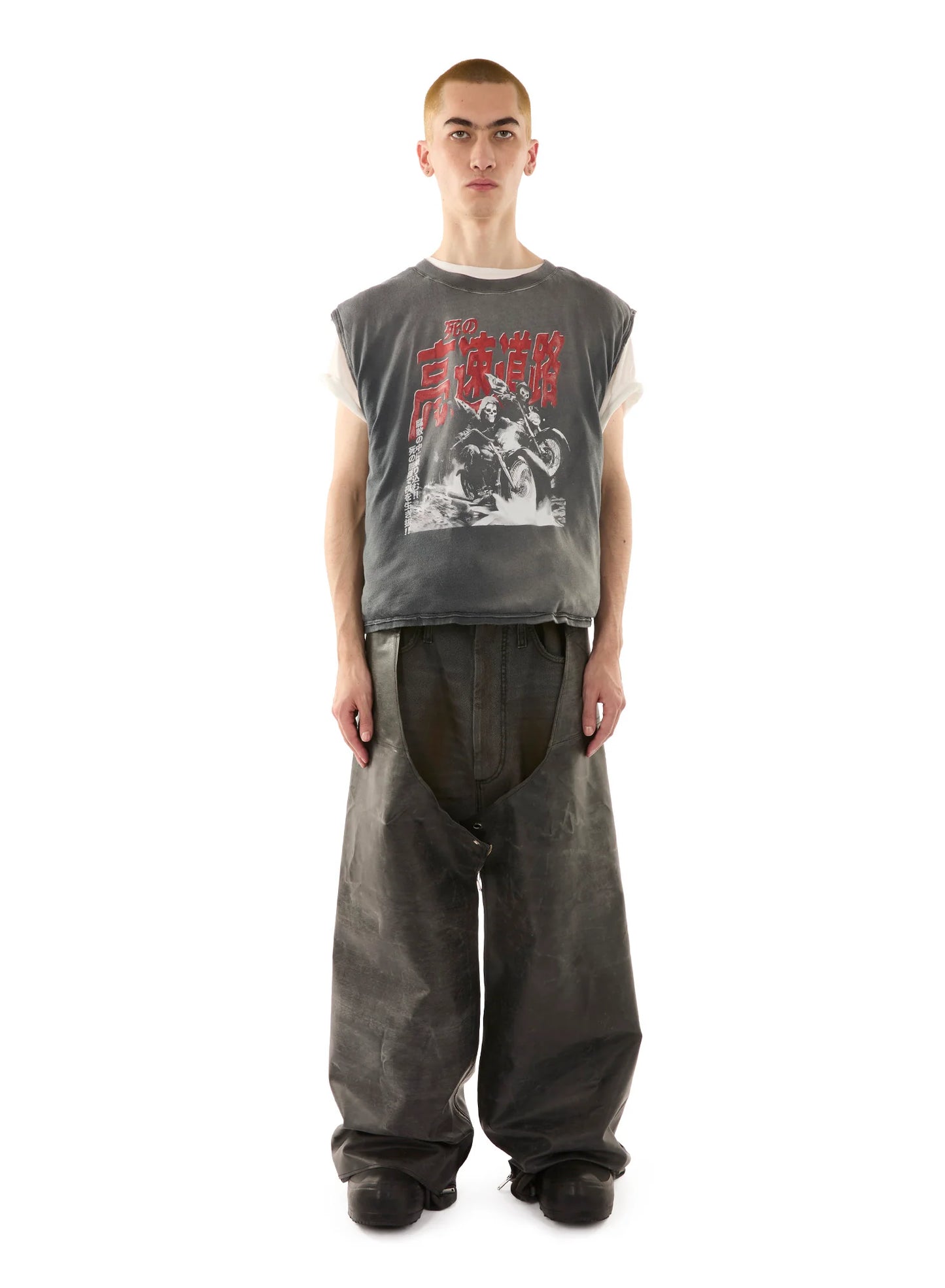 LU'U DAN_WADDED SLEEVELESS TEE (Dark Smoke)