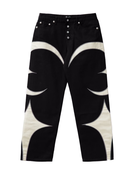 Thug Club_TC Leather Washing Denim Pants (Black&White)