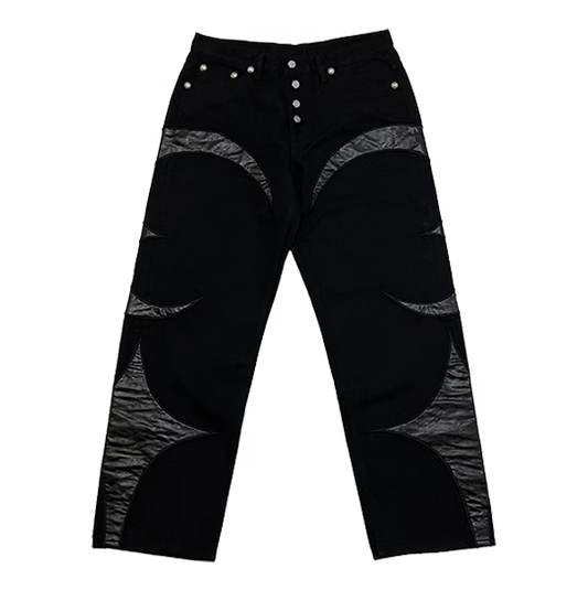 Thug Club_TC Leather Washing Denim Pants (Black&Black)