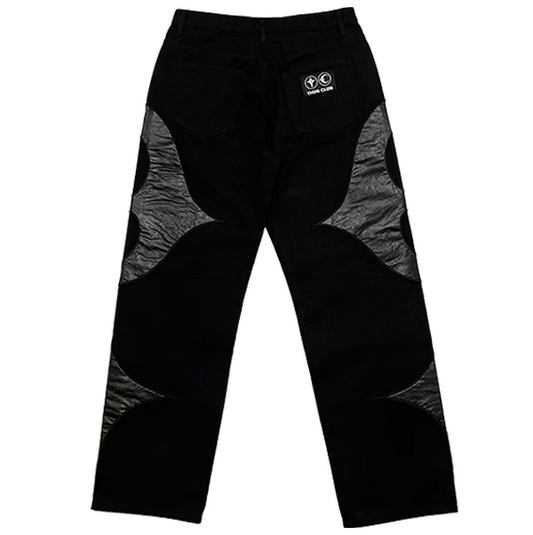Thug Club_TC Leather Washing Denim Pants (Black&Black)