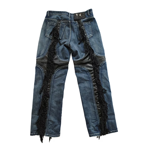 Thug Club_Mohican Leather Denim Pants (Blue&Black)